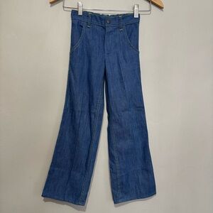 70s Vintage Pretty Please Blue Flare Trousers Jeans Boys Size 6